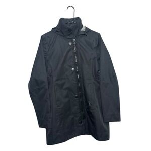 Mondetta Black Hooded Windbreaker Coat Water-Resistant Jacket Women's Size M